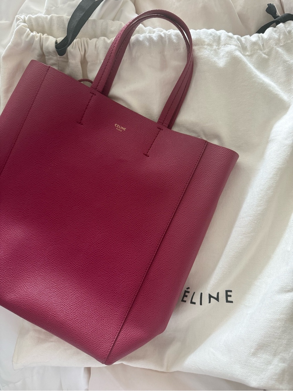 Celine Magenta Pebbled Leather Tote
